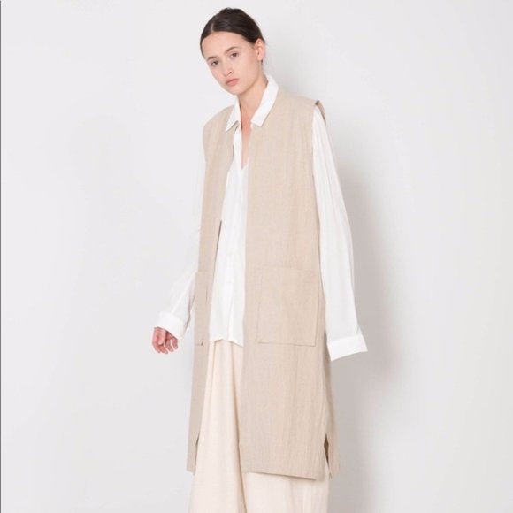 OAK + FORT Sweaters - OAK + FORT Sleeveless Duster Cardigan Vest